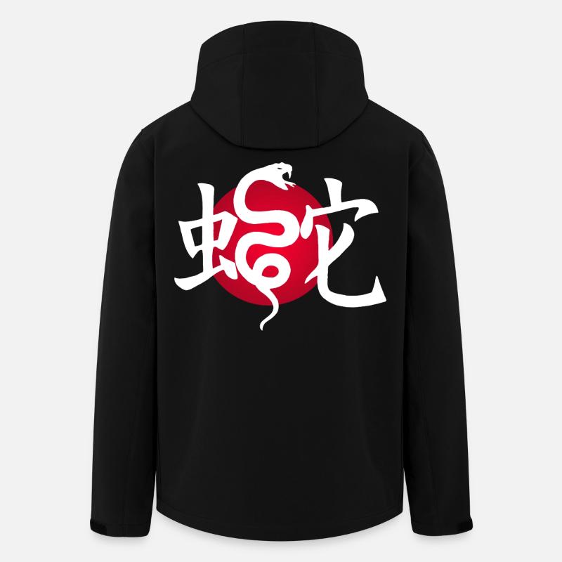 Serpent blanc et soleil rouge - Veste softshell homme en polyester recyclé Stanley/Stella - noir