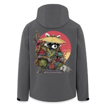 Raccoon Samurai with Straw Hat - Men’s Recycled Softshell Jacket by Stanley/Stella - black - Back - AI Model Male 185 light (185cm)