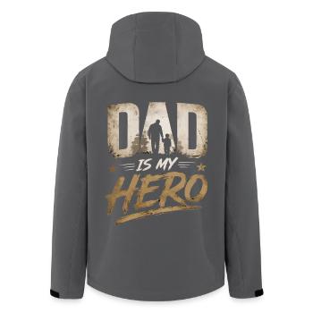 Papa Held – Vaterfigur Grafik - Recycelte Männer Softshell-Jacke von Stanley/Stella - Schwarz - Hinten - AI Model Male 185 light (185cm)