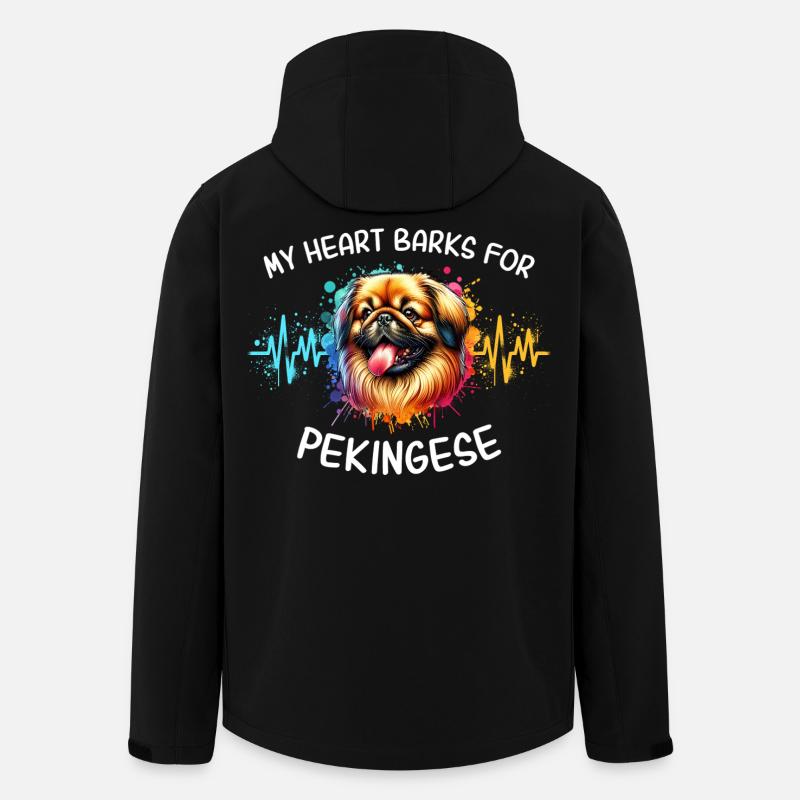Pekingese Heart Line - Men’s Recycled Softshell Jacket by Stanley/Stella - black