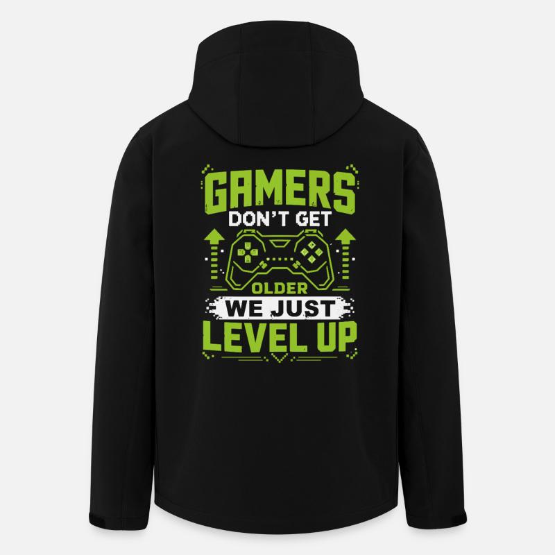 Gamer Saying Level Up Neon - Men’s Recycled Softshell Jacket by Stanley/Stella - black