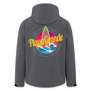 Playa Grande in Costa Rica Surfing Sunset - Men’s Recycled Softshell Jacket by Stanley/Stella - black - Back - AI Model Male 185 light (185cm)