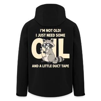 Raccoon Not Old Duct Tape Tee - Men’s Recycled Softshell Jacket by Stanley/Stella - black - Back - AI Model Male 185 light (185cm)