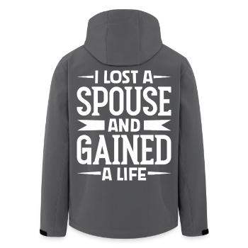 Lost Spouse - Gained Life - Men’s Recycled Softshell Jacket by Stanley/Stella - anthracite - Back - AI Model Male 185 light (185cm)