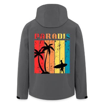 Paradise Surf été | Surf & Beach Retro Vintage - Veste softshell homme en polyester recyclé Stanley/Stella - noir - Dos - AI Model Male 185 light (185cm)