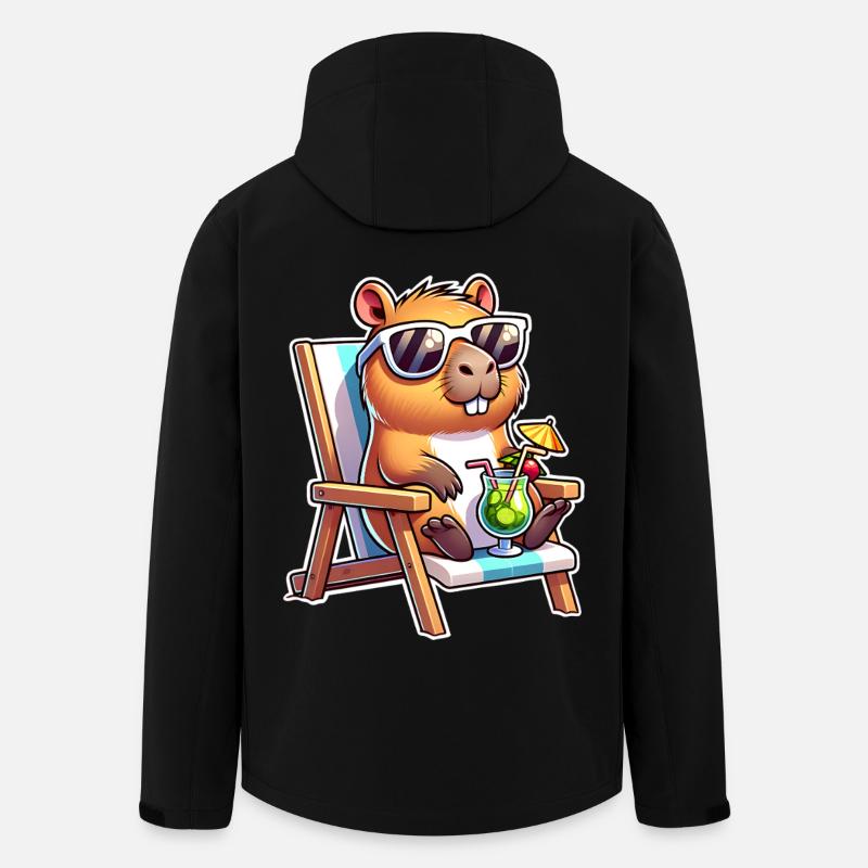 Capybara Chill - Recycelte Männer Softshell-Jacke von Stanley/Stella - Schwarz