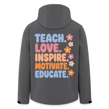 Teacher Teach Love Inspire Shirt - Men’s Recycled Softshell Jacket by Stanley/Stella - black - Back - AI Model Male 185 light (185cm)