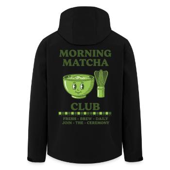 MORNING MATCHA CLUB JOIN THE CEREMONY FRESH BREW - Men’s Recycled Softshell Jacket by Stanley/Stella - black - Back - AI Model Male 185 light (185cm)