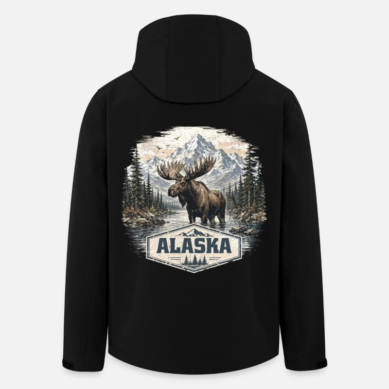 Alaska-Elch-Elche und Hirsche lieben Alaska - Recycelte Männer Softshell-Jacke von Stanley/Stella - Schwarz