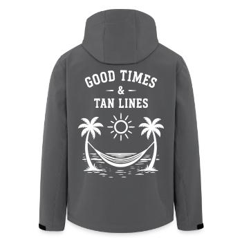 Good Times and Tan Lines Beach Vacation Summer - Men’s Recycled Softshell Jacket by Stanley/Stella - black - Back - AI Model Male 185 light (185cm)
