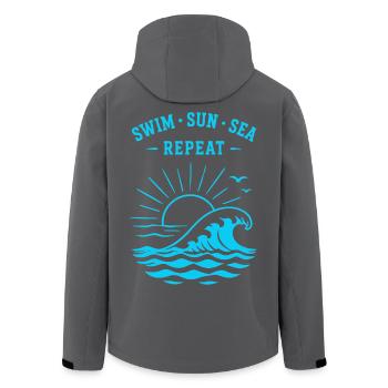 Swim Sun Sea Repeat Summer Waves Ocean - Men’s Recycled Softshell Jacket by Stanley/Stella - black - Back - AI Model Male 185 light (185cm)