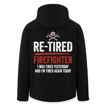 Re-Tired Sarcastic Firefighter Retired - Men’s Recycled Softshell Jacket by Stanley/Stella - black - Back - AI Model Male 185 light (185cm)
