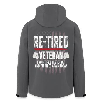 Re-Tired Sarcastic Veteran Retired - Men’s Recycled Softshell Jacket by Stanley/Stella - black - Back - AI Model Male 185 light (185cm)