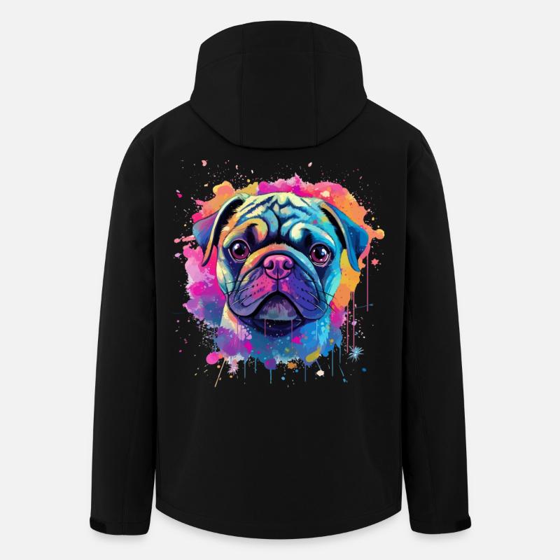 Vibrant Pug Splash Portrait - Men’s Recycled Softshell Jacket by Stanley/Stella - black
