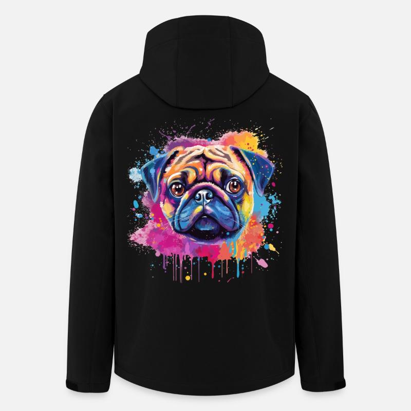 Vibrant Pug Splash Portrait - Men’s Recycled Softshell Jacket by Stanley/Stella - black