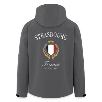 Straßburg Frankreich Wappen Krone – Reise Souvenir - Recycelte Männer Softshell-Jacke von Stanley/Stella - Schwarz - Hinten - AI Model Male 185 light (185cm)