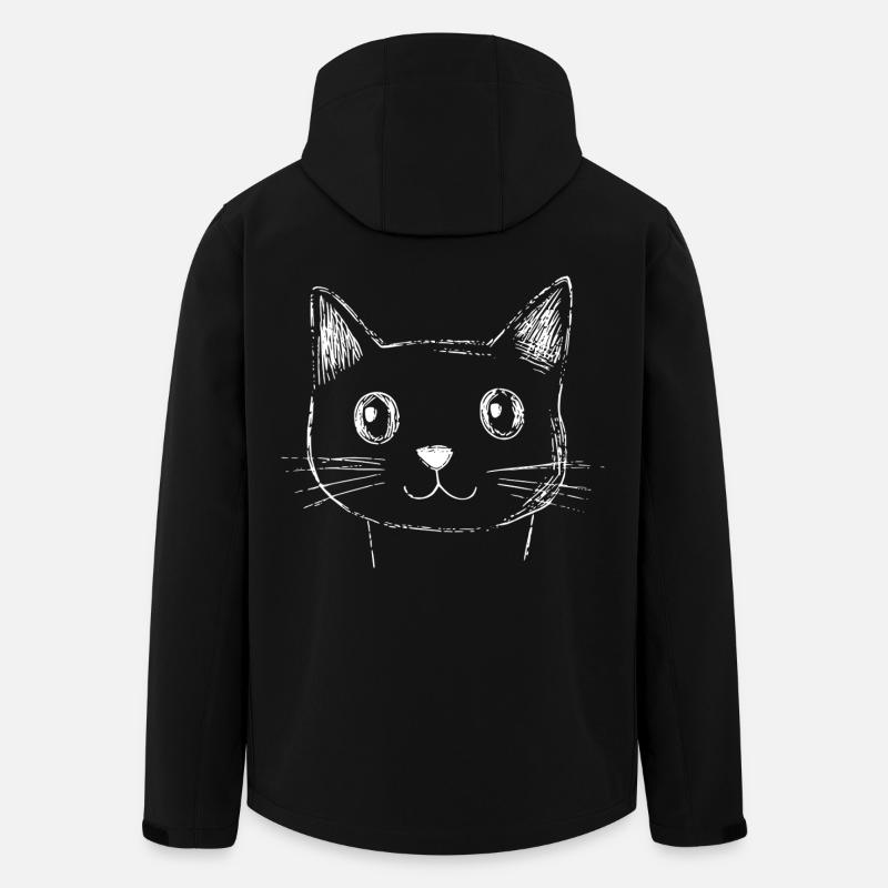 Croquis de visage de chat - Veste softshell homme en polyester recyclé Stanley/Stella - noir