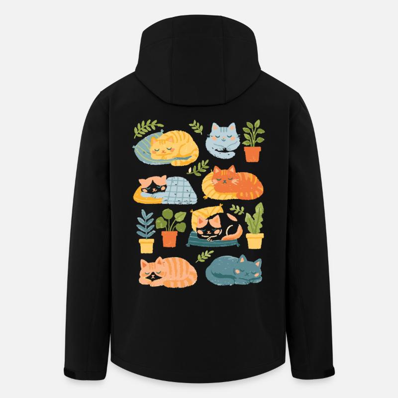 Sleeping cats and houseplants - Men’s Recycled Softshell Jacket by Stanley/Stella - black