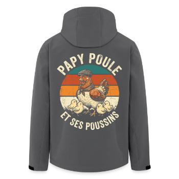 Ses Poussins Papy Poule Grand-Père - Veste softshell homme en polyester recyclé Stanley/Stella - noir - Dos - AI Model Male 185 light (185cm)