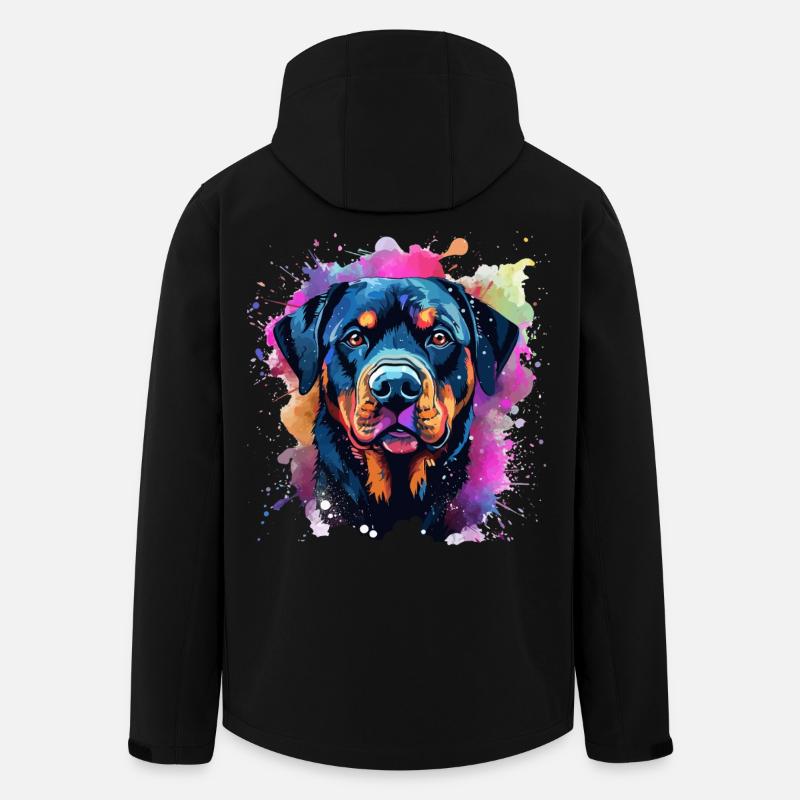 Vibrant Rottie Portrait Splash - Men’s Recycled Softshell Jacket by Stanley/Stella - black