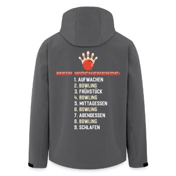 Mein Bowling Wochenende – Club Geschenkidee - Recycelte Männer Softshell-Jacke von Stanley/Stella - Schwarz - Hinten - AI Model Male 185 light (185cm)