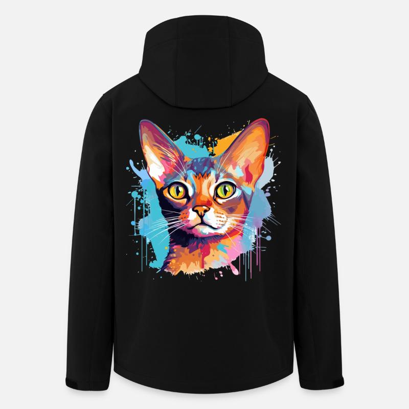 Abessinisches Katzengesicht – bunte Splash-Kunst - Recycelte Männer Softshell-Jacke von Stanley/Stella - Schwarz