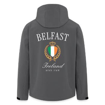 Belfast Northern Ireland Coat of Arms Crown – Travel Souvenir - Men’s Recycled Softshell Jacket by Stanley/Stella - black - Back - AI Model Male 185 light (185cm)