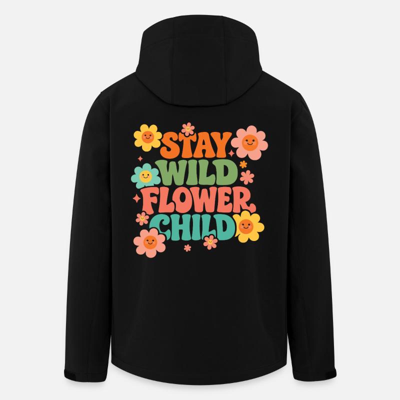 Stay Wild Flower Child - Recycelte Männer Softshell-Jacke von Stanley/Stella - Schwarz