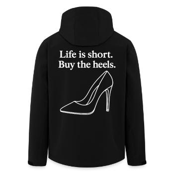 Life is short. Buy the heels. Line Art - Men’s Recycled Softshell Jacket by Stanley/Stella - black - Back - AI Model Male 185 light (185cm)