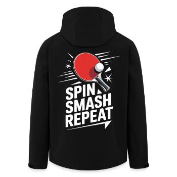 Ping Pong Shirt with Racket – Spin Smash Repeat - Men’s Recycled Softshell Jacket by Stanley/Stella - black - Back - AI Model Male 185 light (185cm)