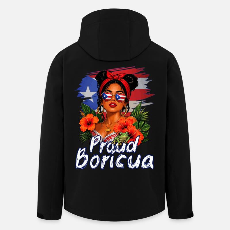 Stolt Boricua Puerto Ricansk Puerto Rico - Stanley/Stella herre softshelljakke i genanvendt polyester - sort
