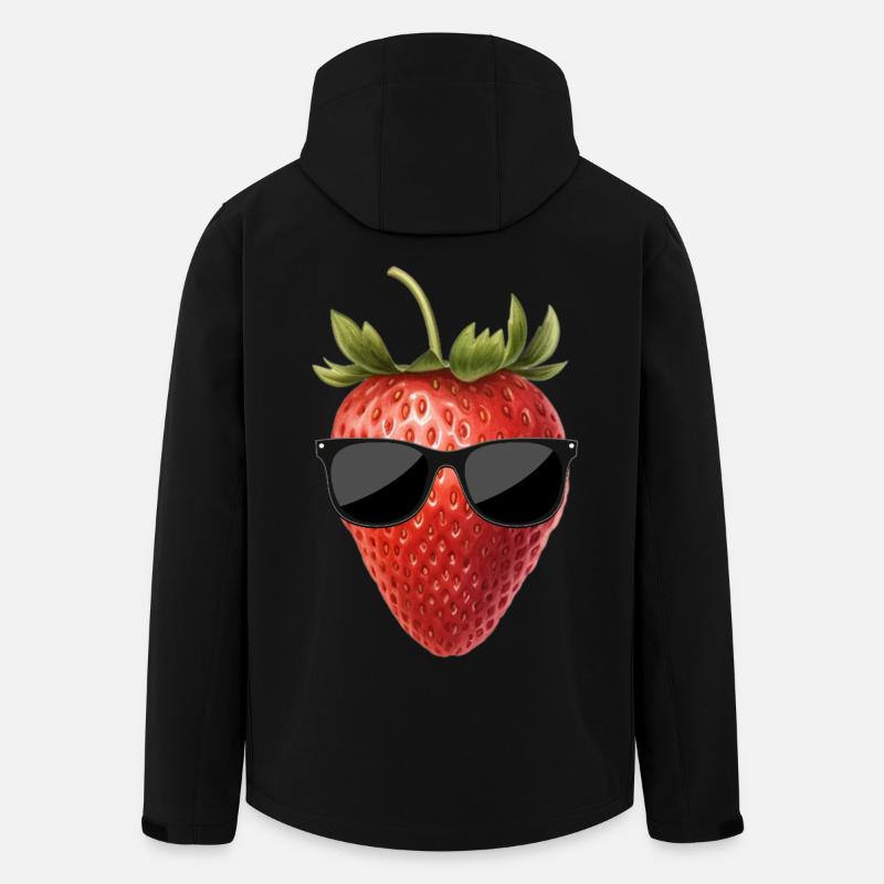 Erdbeere mit Sonnenbrille - Recycelte Männer Softshell-Jacke von Stanley/Stella - Schwarz