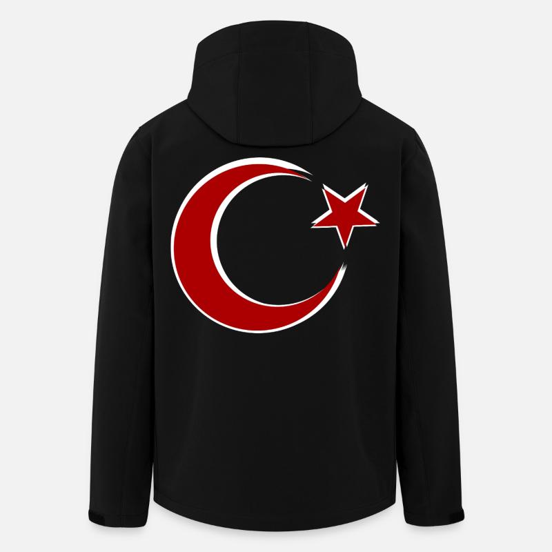 Red Moon Star Motif Turkey - Men’s Recycled Softshell Jacket by Stanley/Stella - black