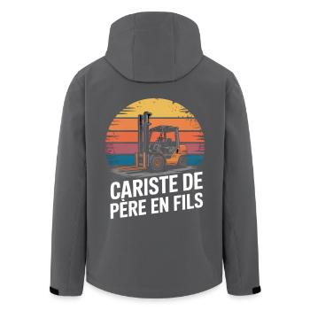Humour Cariste De Père En Fils Cadeau Métier  - Veste softshell homme en polyester recyclé Stanley/Stella - noir - Dos - AI Model Male 185 light (185cm)