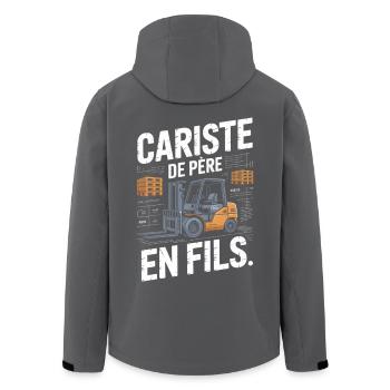 T-Shirt Cariste Famille Original Cadeau Humour  - Veste softshell homme en polyester recyclé Stanley/Stella - noir - Dos - AI Model Male 185 light (185cm)