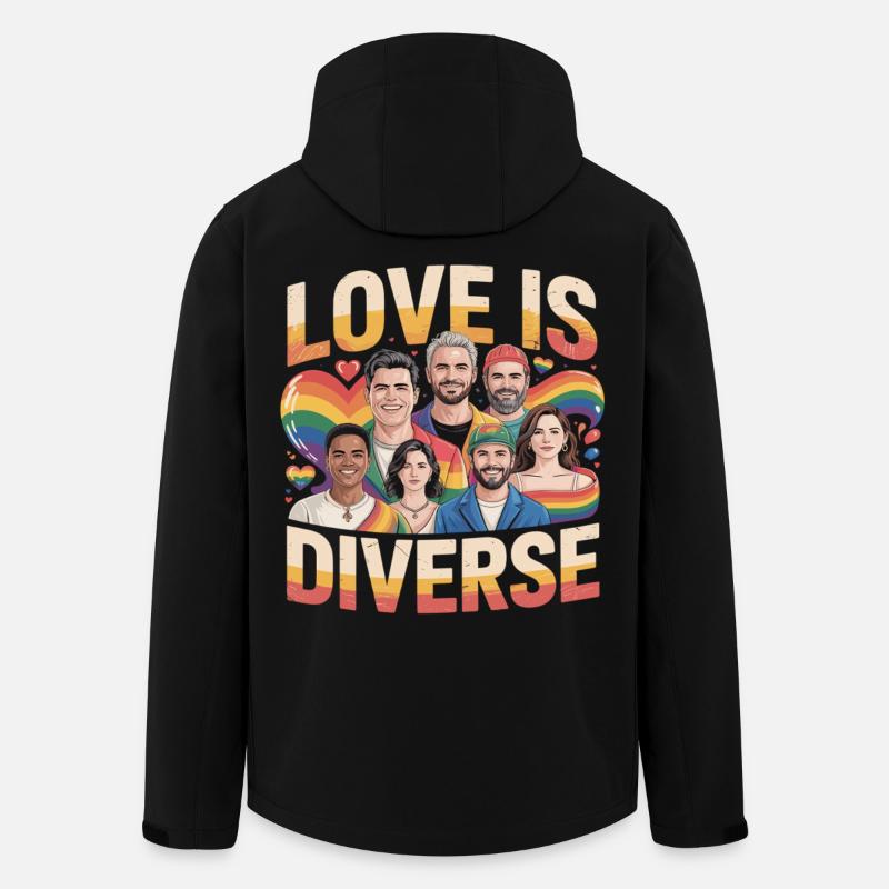 Love Is Diverse Pride Rainbow - Men’s Recycled Softshell Jacket by Stanley/Stella - black