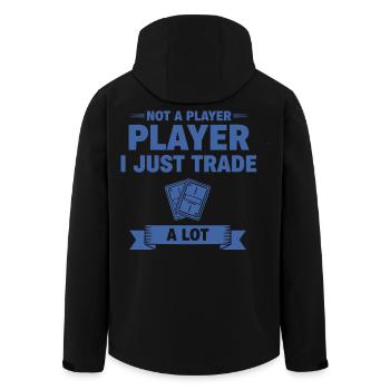 Not A Player I Just Trade A Lot Trading Card - Men’s Recycled Softshell Jacket by Stanley/Stella - black - Back - AI Model Male 185 light (185cm)