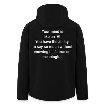 Brain as AI: Words without Value - Men’s Recycled Softshell Jacket by Stanley/Stella - black - Back - AI Model Male 185 light (185cm)