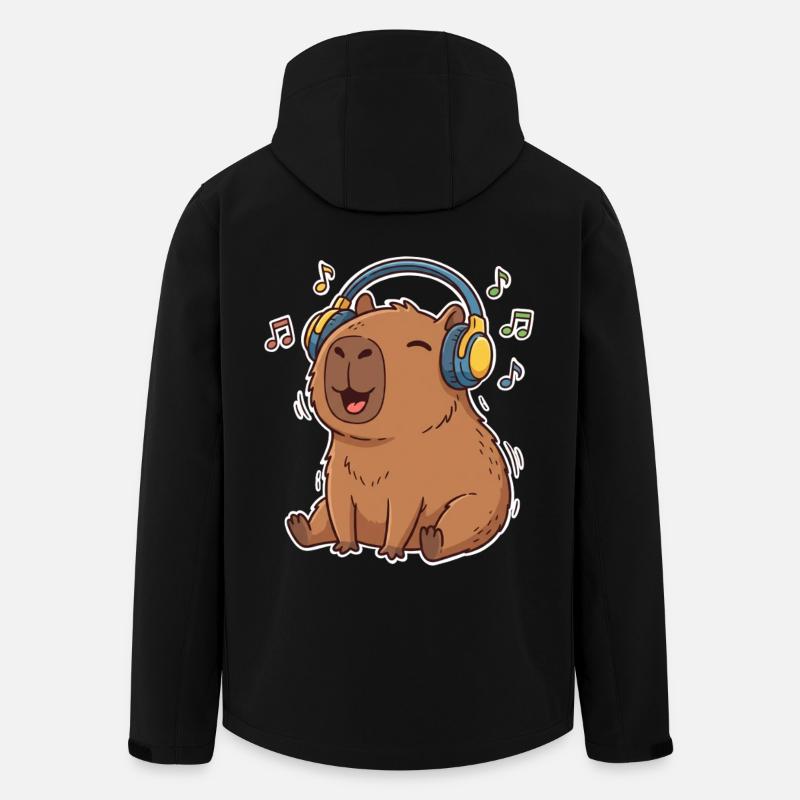Capybara Musik Singen - Recycelte Männer Softshell-Jacke von Stanley/Stella - Schwarz