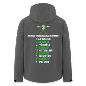 Mein Wochenende: Nur Eishockey - Recycelte Männer Softshell-Jacke von Stanley/Stella - Schwarz - Hinten - AI Model Male 185 light (185cm)