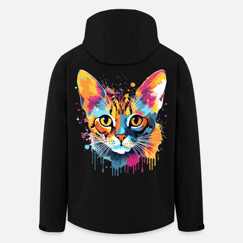 Bunte Bengal-Katzengesicht-Splash-Art - Recycelte Männer Softshell-Jacke von Stanley/Stella - Schwarz