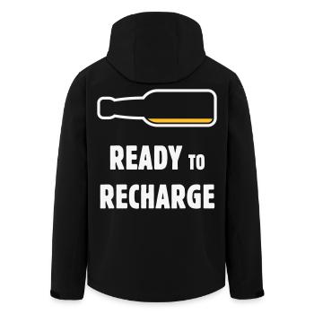 Ready To Recharge (Bier / Bierchen / NEG 2C) - Recycelte Männer Softshell-Jacke von Stanley/Stella - Schwarz - Hinten - AI Model Male 185 light (185cm)