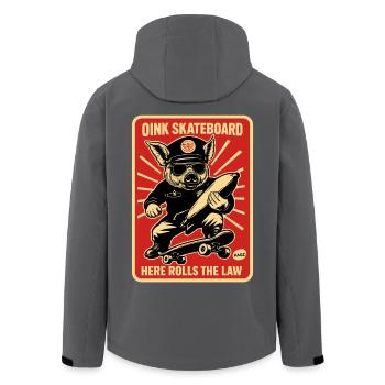 Oink Skateboard: Hier rollt das Gesetz - Recycelte Männer Softshell-Jacke von Stanley/Stella - Schwarz - Hinten - AI Model Male 185 light (185cm)