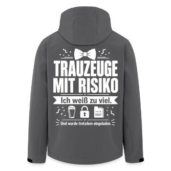 Trauzeuge mit Risiko - Recycelte Männer Softshell-Jacke von Stanley/Stella - Schwarz - Hinten - AI Model Male 185 light (185cm)