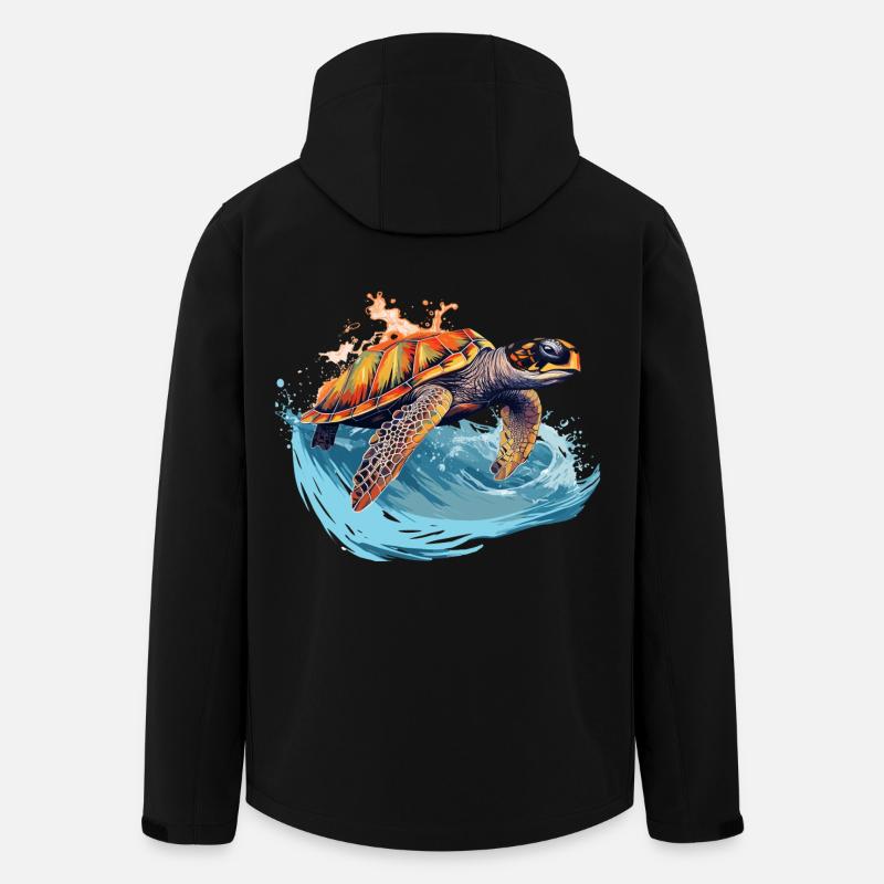 Wilde Meeresschildkröte in Welle - Recycelte Männer Softshell-Jacke von Stanley/Stella - Schwarz