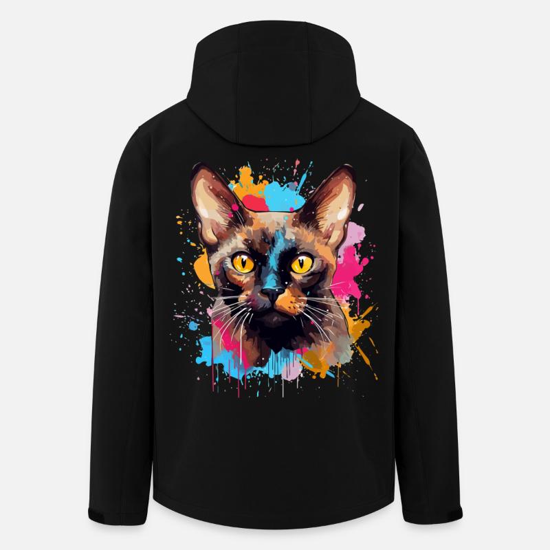 Burmesisches Katzengesicht – bunte Splash-Art - Recycelte Männer Softshell-Jacke von Stanley/Stella - Schwarz