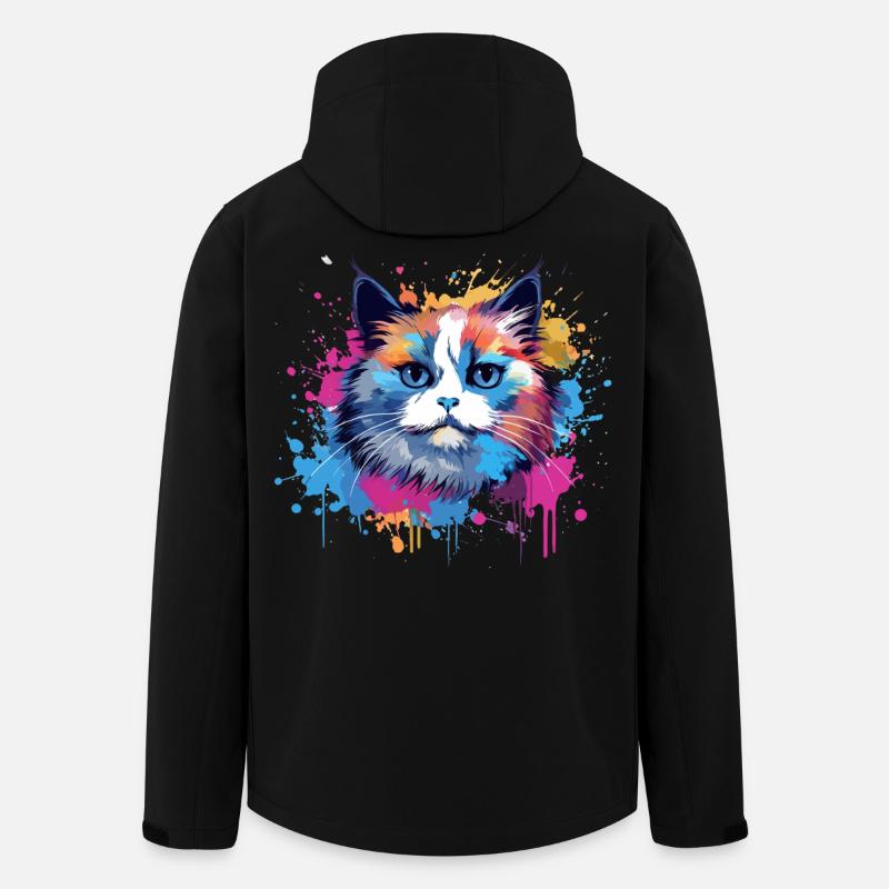 Birman-Katzengesicht Bunte Splash-Kunst - Recycelte Männer Softshell-Jacke von Stanley/Stella - Schwarz