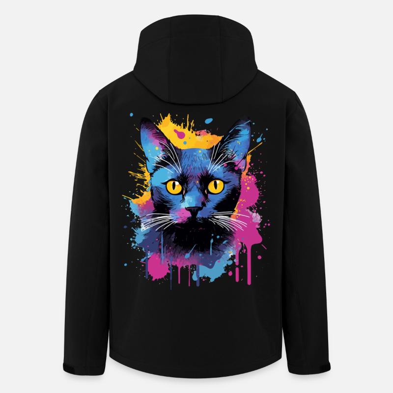 Splash Art Bombay Katzengesicht Bunt - Recycelte Männer Softshell-Jacke von Stanley/Stella - Schwarz