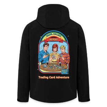 Trade Collect Repeat Trading Card Adventure - Men’s Recycled Softshell Jacket by Stanley/Stella - black - Back - AI Model Male 185 light (185cm)