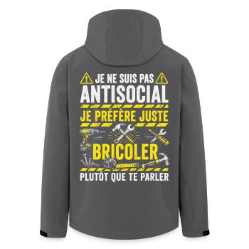 bricolage Cadeau humour Personnalisé - Veste softshell homme en polyester recyclé Stanley/Stella - noir - Dos - AI Model Male 185 light (185cm)
